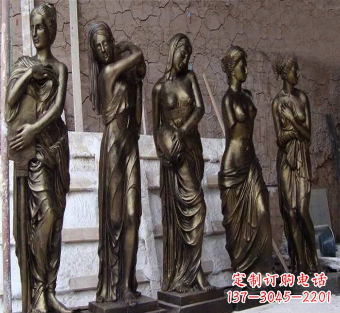 太原浪漫美女装饰铜雕四方