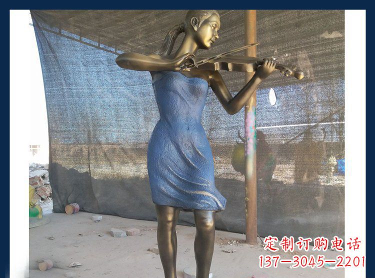太原精美细腻的西方美女拉小提琴人物雕塑