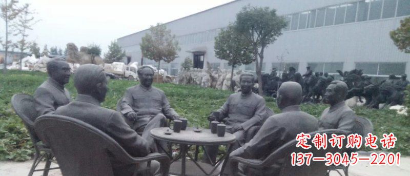 太原广场伟人喝茶人物铜雕