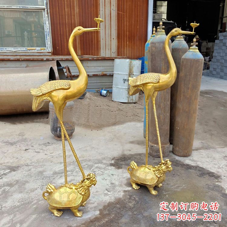 太原精美的仙鹤铜雕,延年受益