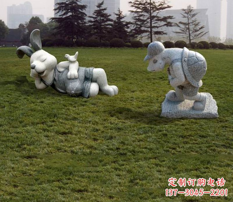 太原中领雕塑独特的石雕兔子