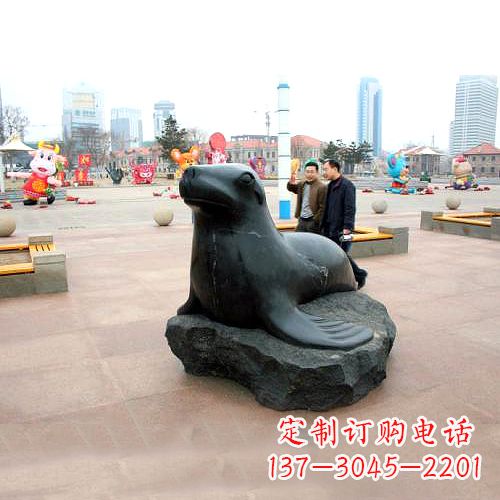 太原海豹石雕塑,精美纯手工制作
