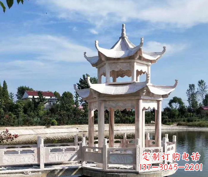 太原海边景观晚霞红石雕凉亭
