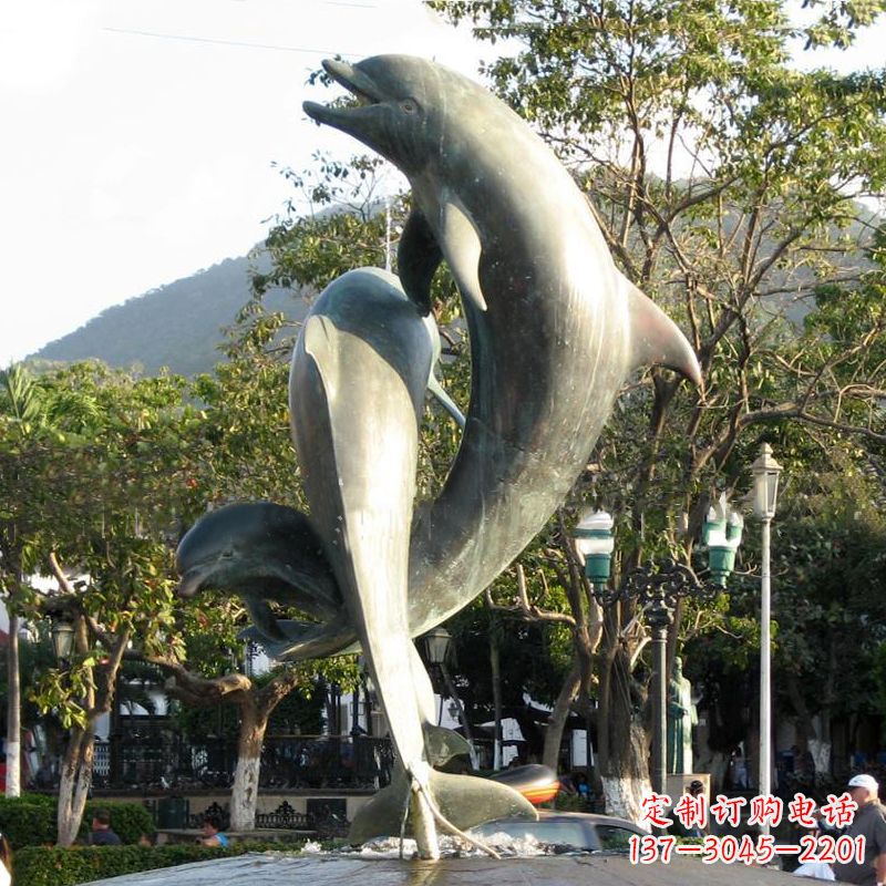 太原海豚公园铜雕景观动物雕塑
