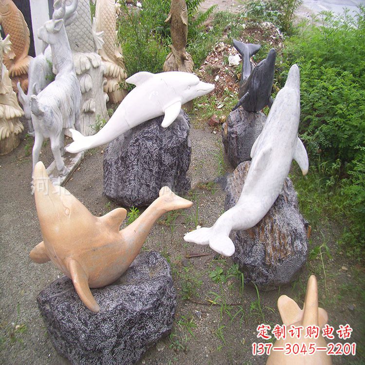 太原海豚石雕塑,纯手工定制精美艺术品