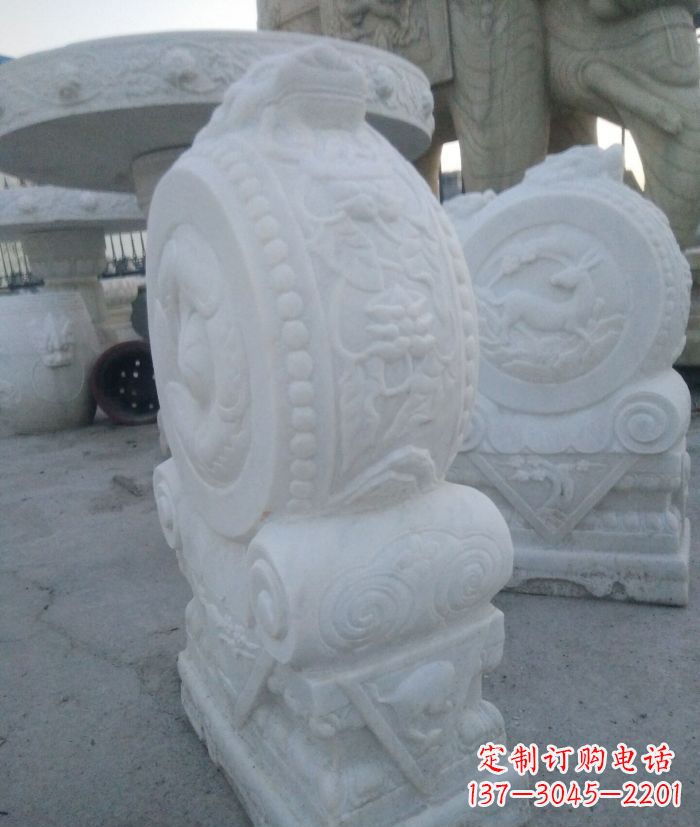 太原汉白玉抱鼓石门墩雕塑