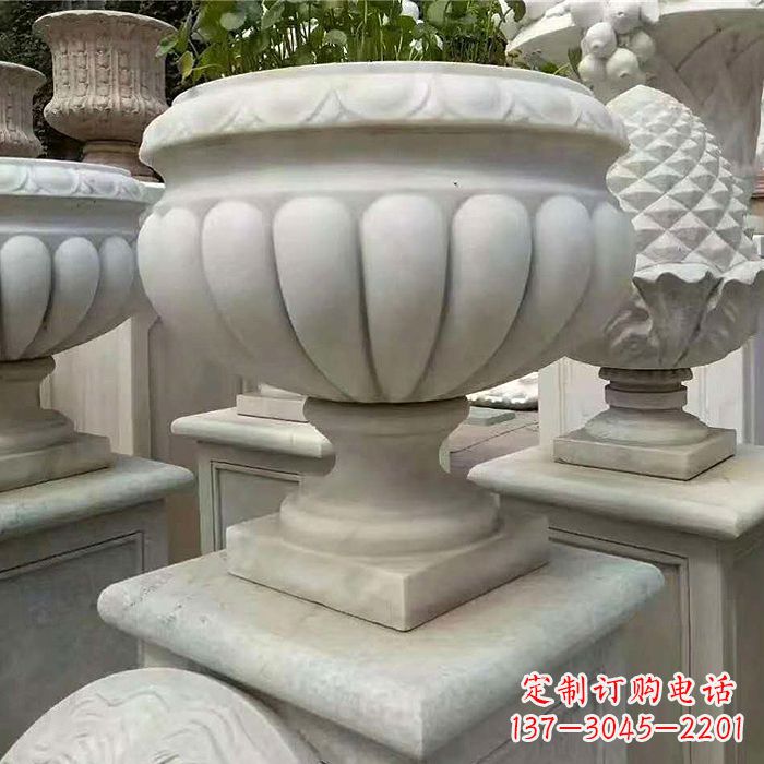 太原优雅的汉白玉花盆雕塑