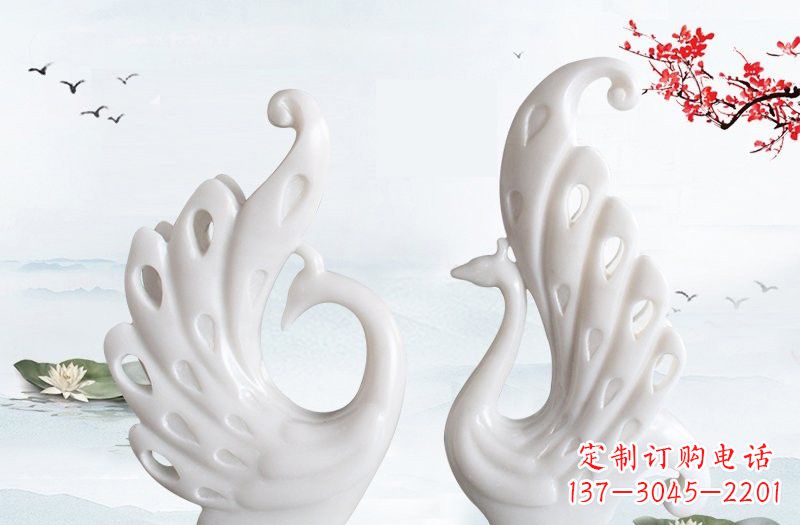 太原汉白玉孔雀艺术雕塑
