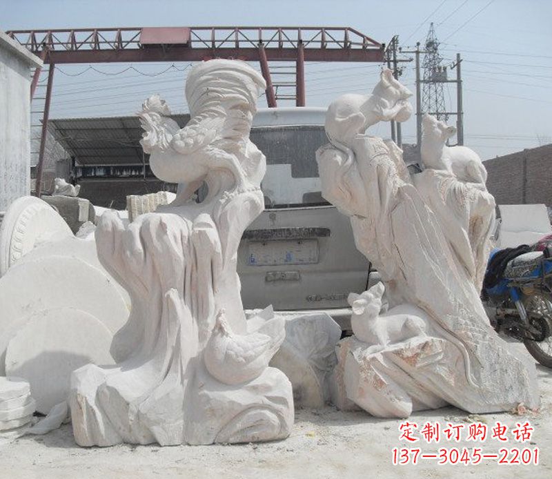 太原中领雕塑,打造古典唯美的汉白玉公鸡雕塑