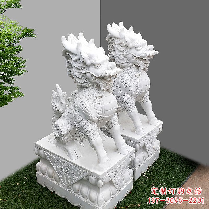太原品质出众的汉白玉麒麟大门石雕塑
