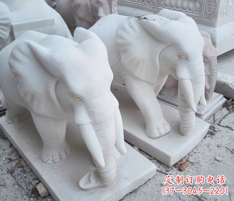 太原艺术精品-汉白玉动物大象雕塑