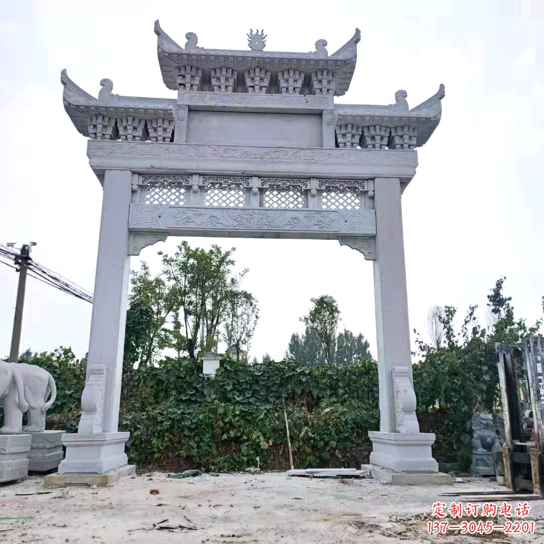 太原汉白玉精致的牌坊雕塑