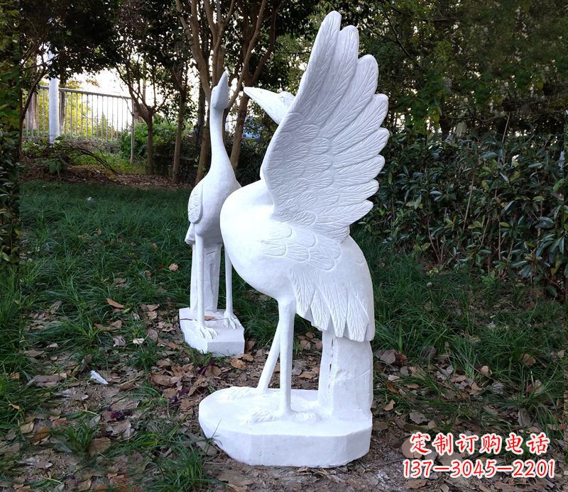 太原汉白玉丹顶鹤公园石雕