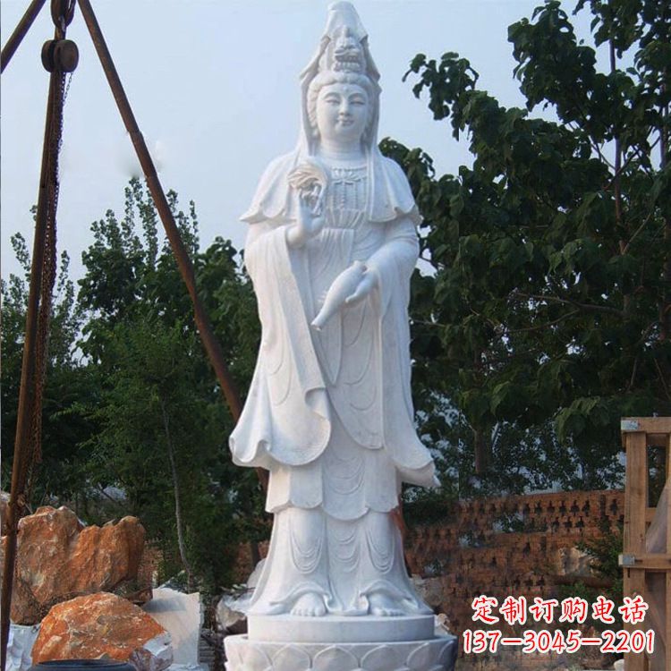 太原汉白玉手工观音石雕