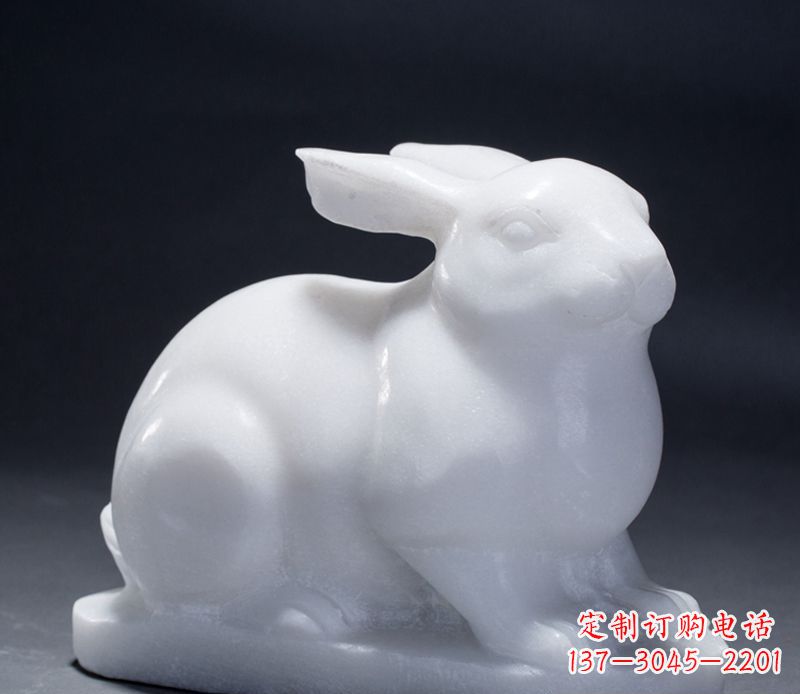 太原精致汉白玉兔子雕塑