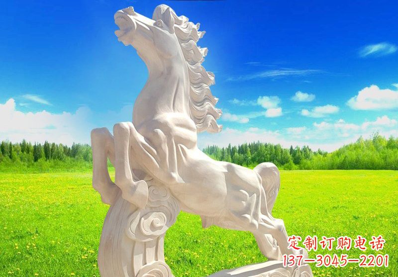 太原古典精美的汉白玉奔马石雕