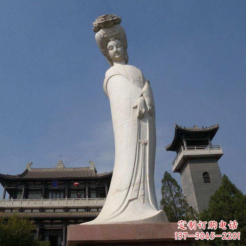 太原汉白玉贵妃石雕像-精美绝伦的杨玉环雕像