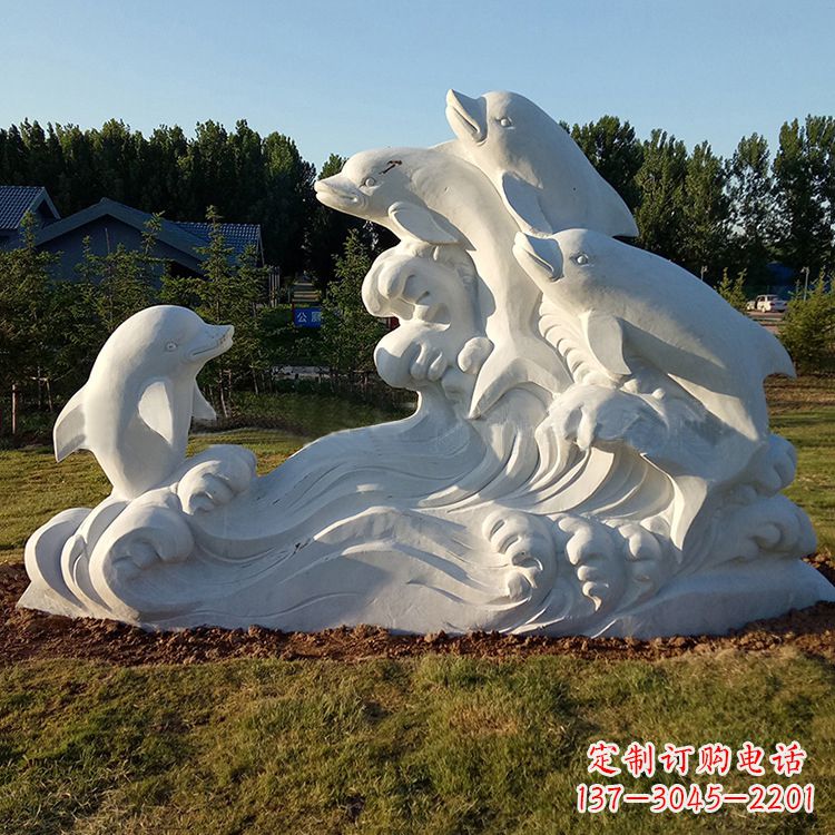 太原汉白玉海豚雕塑,给您的公园另一种美