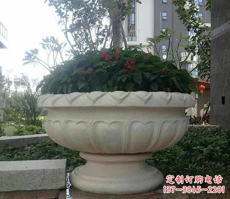 太原汉白玉花盆雕塑