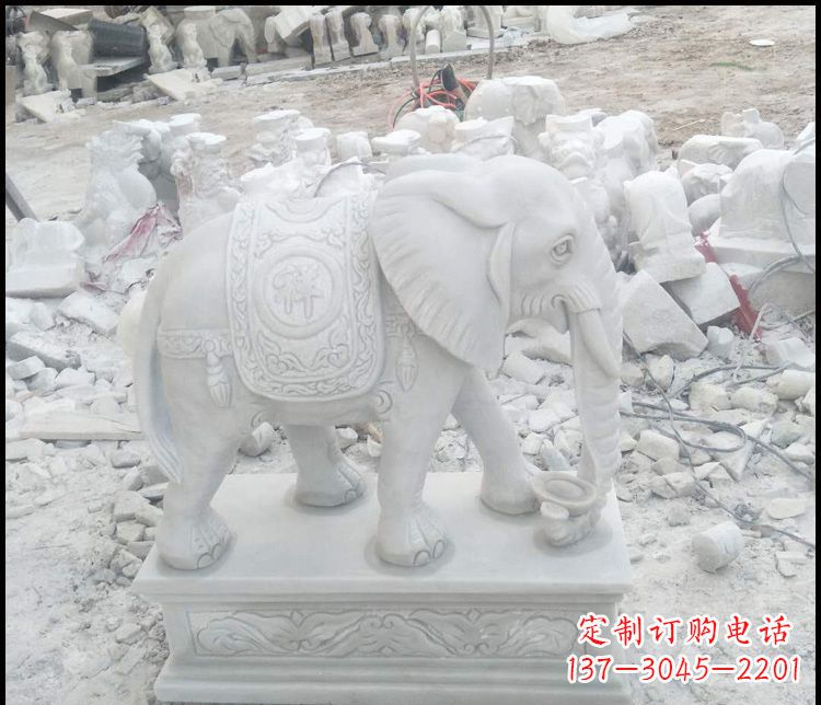 太原汉白玉吉祥大象雕塑