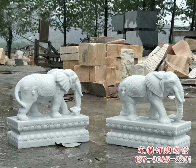 太原守护吉祥家门的玉质大象雕塑