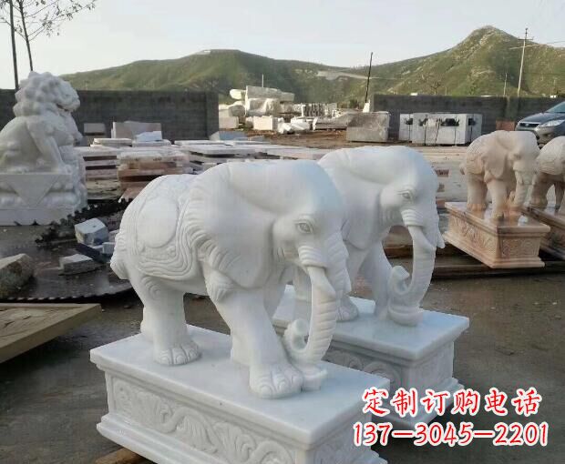 太原高雅大气的汉白玉吉祥大象门口雕塑