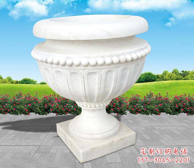 太原精美汉白玉花盆雕塑