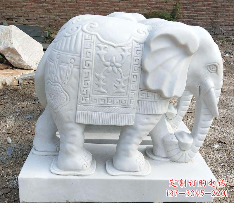 太原中领雕塑汉白玉卷鼻大象雕塑