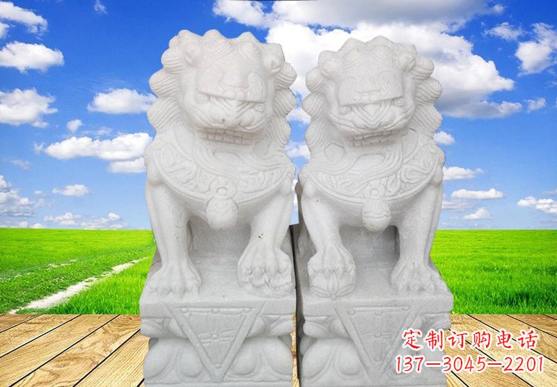 太原汉白玉狮子雕塑表达勇士之气