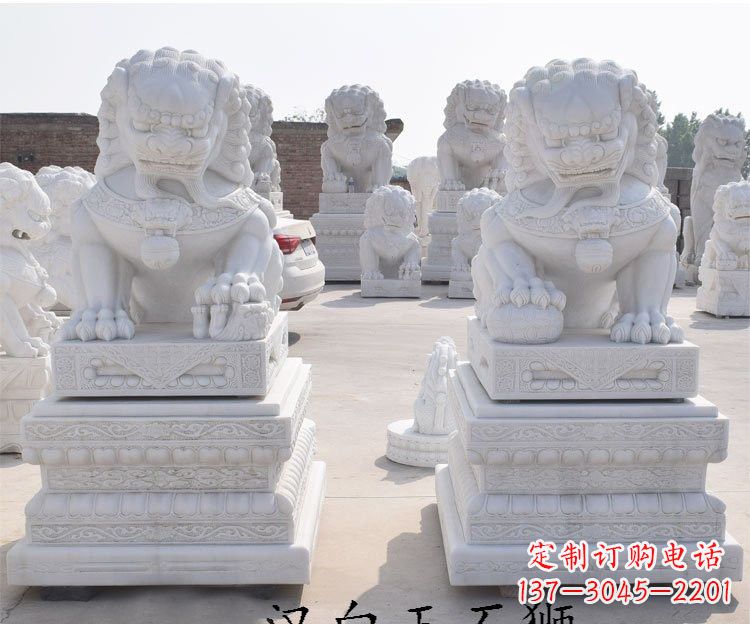 太原汉白玉看门狮子雕塑