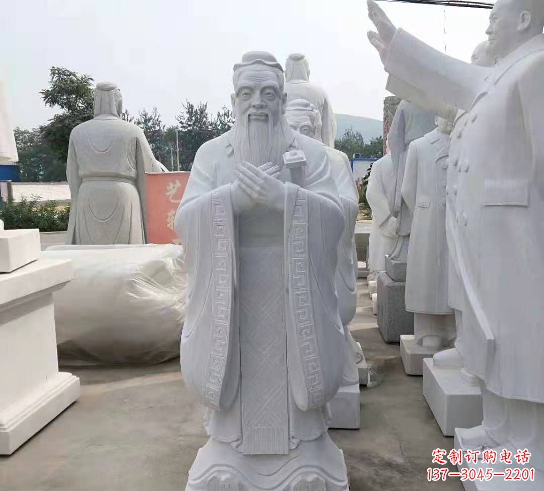 太原精美绝伦的汉白玉孔子雕塑