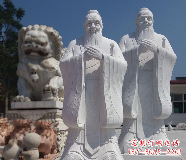 太原以瑰丽石雕塑令孔子长存——汉白玉孔子校园古代名人石雕