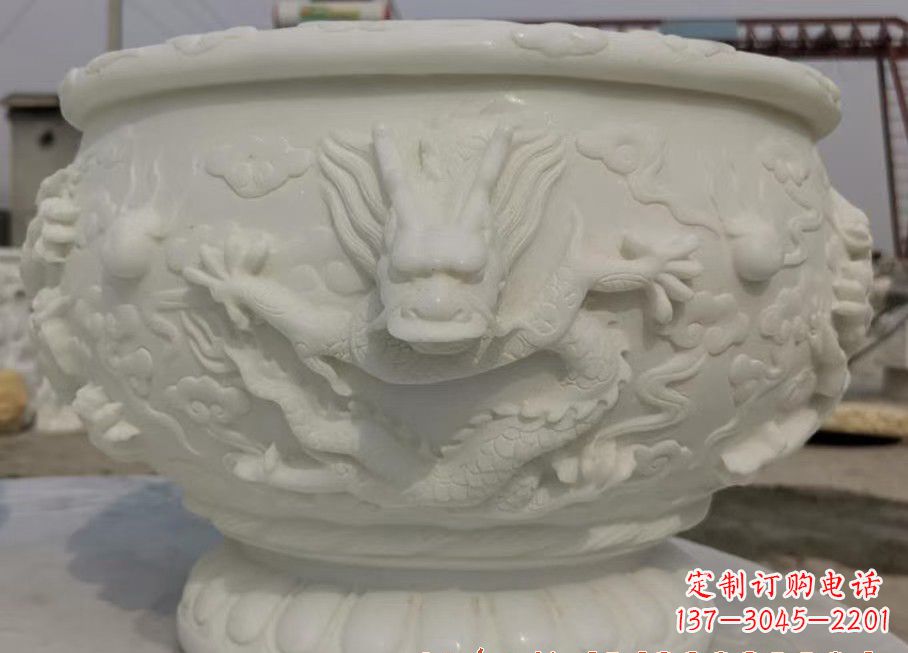 太原中领雕塑汉白玉龙鱼缸雕塑，是由专业雕塑定…