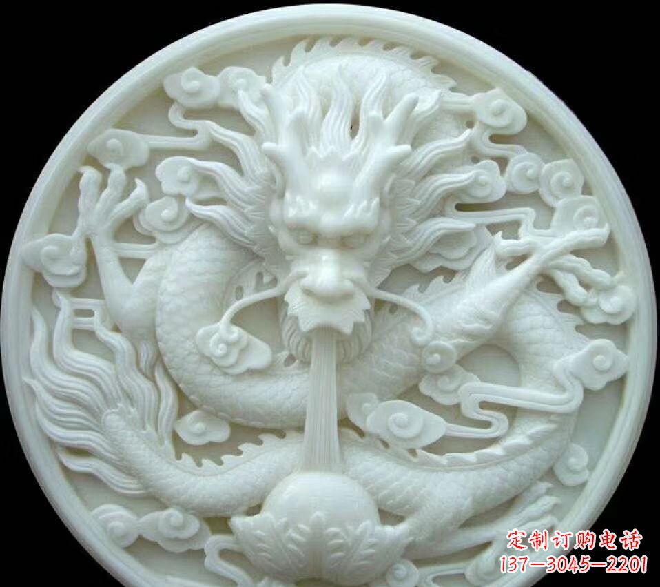 太原汉白玉雕刻龙头摆件,悠然吟诗引领风尚