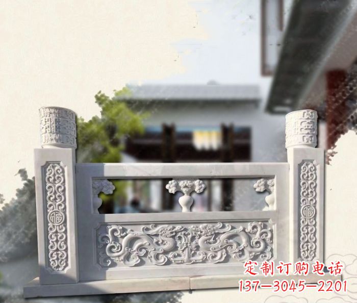 太原汉白玉龙石栏板雕塑