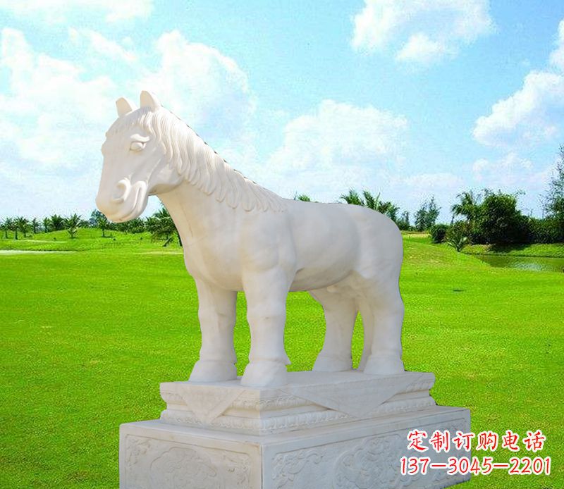 太原汉白玉马石精美动物雕塑