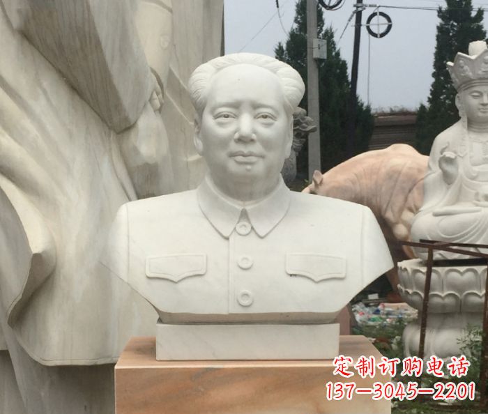 太原高端汉白玉毛主席胸像校园伟人石雕