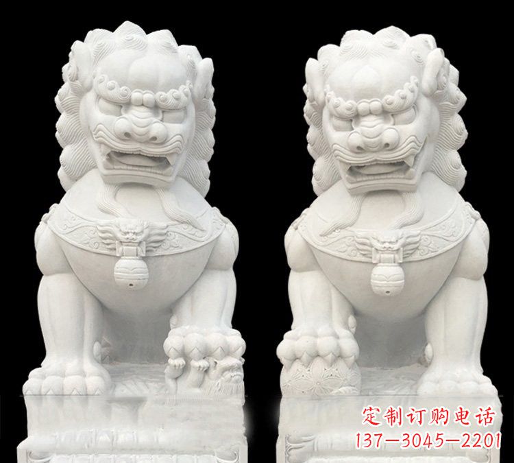 太原玉质狮子门口雕塑是由中领雕塑定制制作的,…
