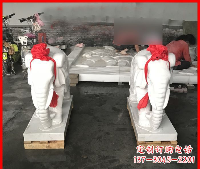 太原汉白玉雕刻招财小象,让你的家门口更加灵气