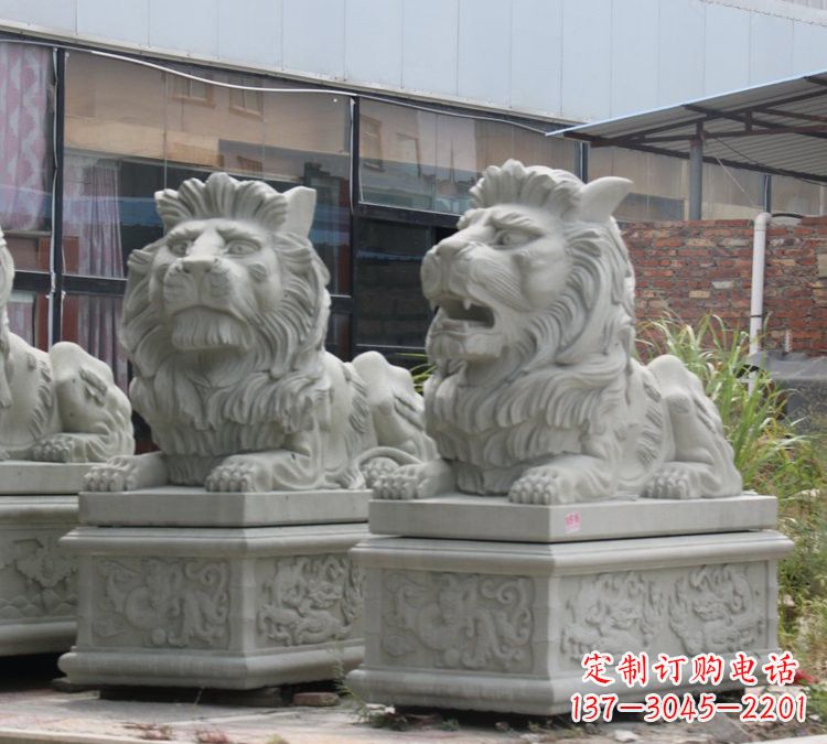 太原汉白玉狮子雕塑，欧式风格精美雕塑