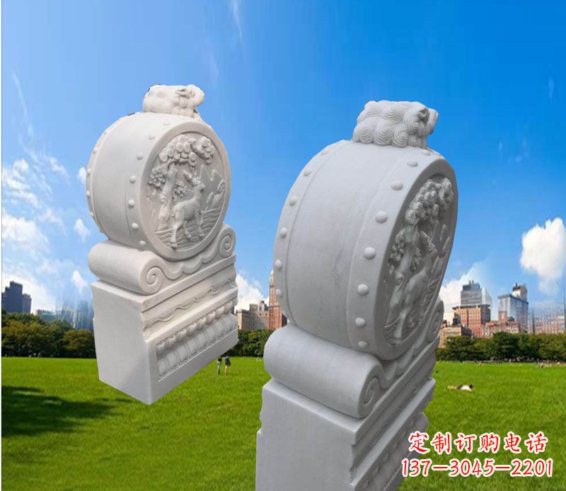 太原精致的汉白玉门墩雕塑