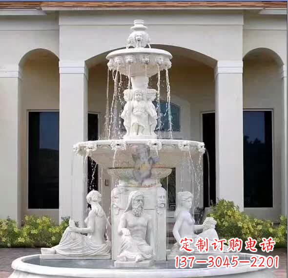 太原汉白玉精美完美的喷泉雕塑