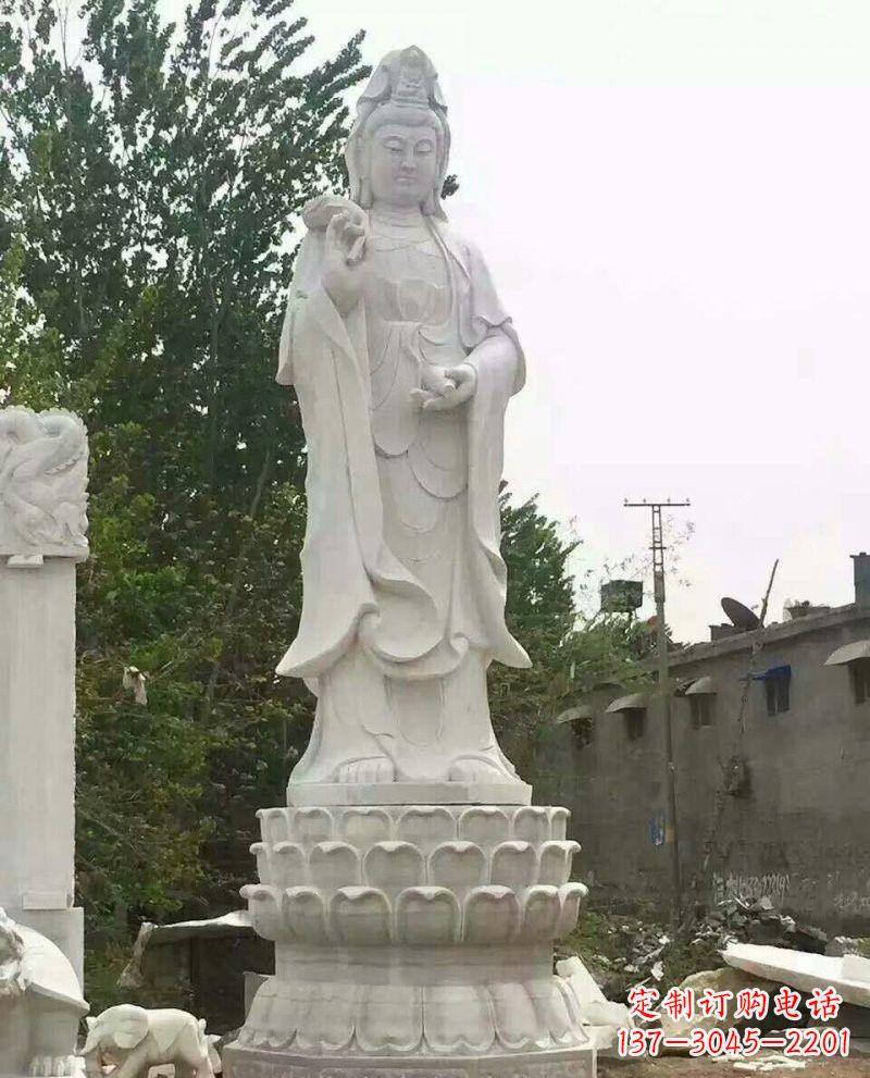 太原汉白玉洒水观音驻颜祥和
