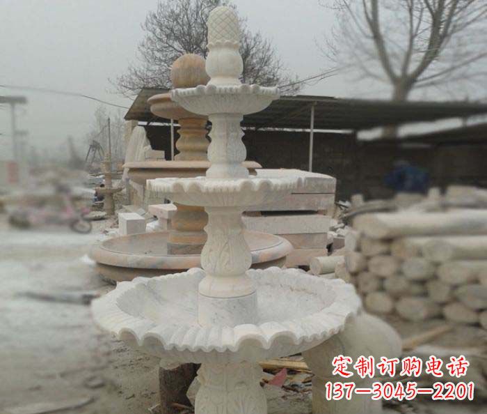 太原汉白玉三层别墅小型喷泉石雕,让你的空间更加优雅