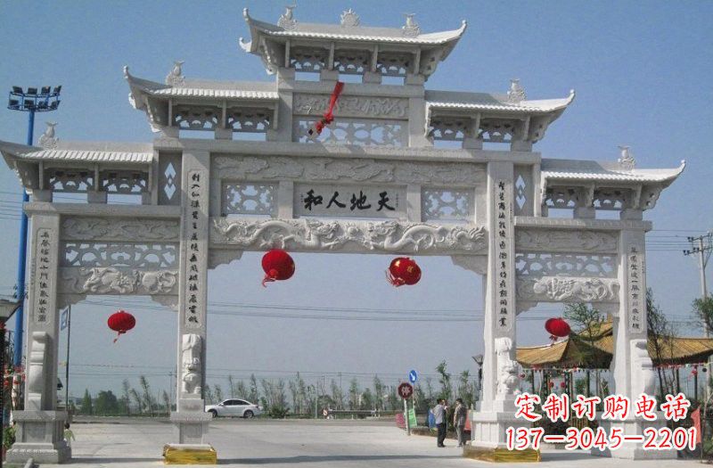 太原汉白玉三门五楼牌坊石雕,让艺术永恒不朽