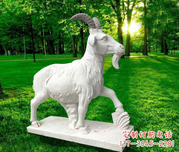 太原汉白玉精美山羊雕塑