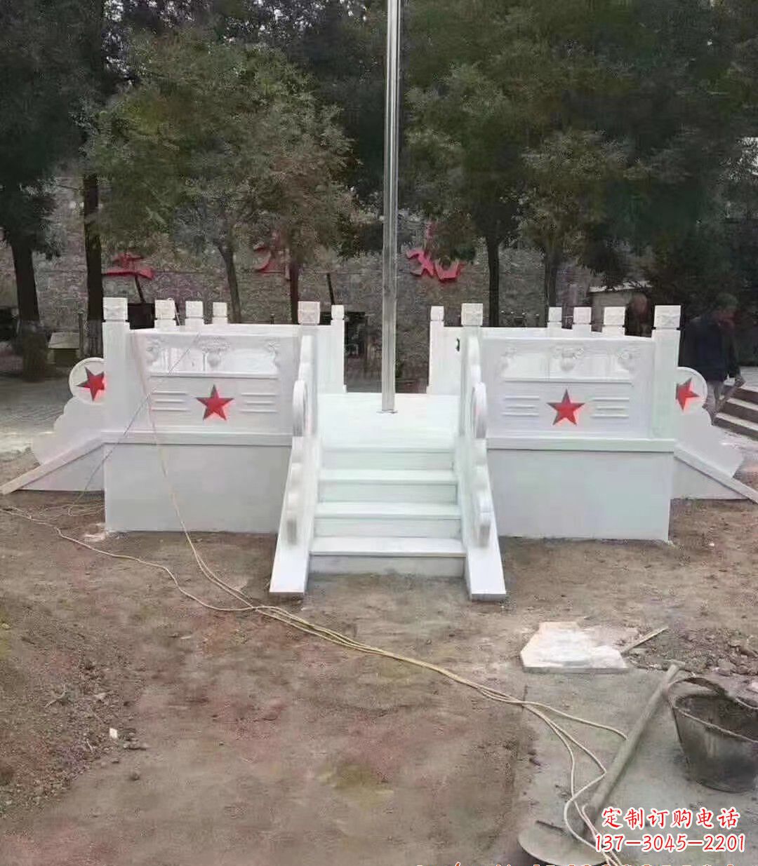 太原高贵典雅的汉白玉升旗台石雕