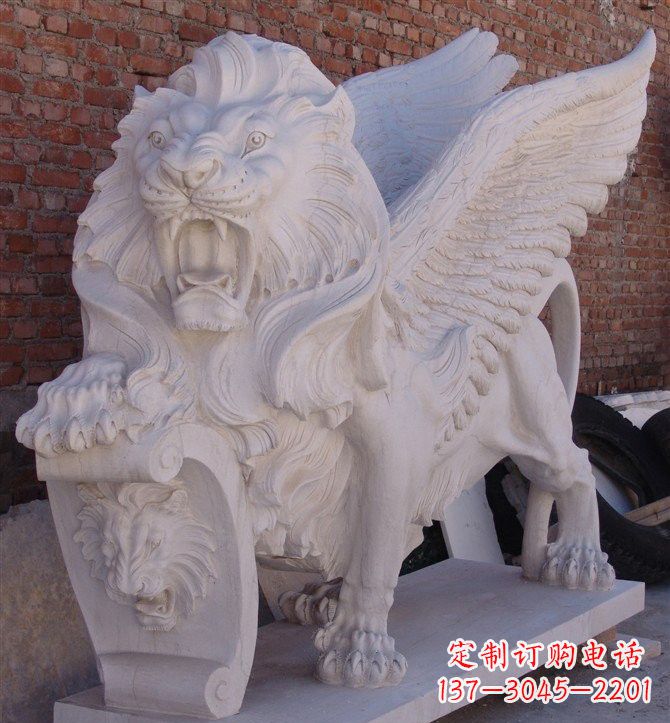 太原汉白玉圣马可飞狮石雕，精致品质保证