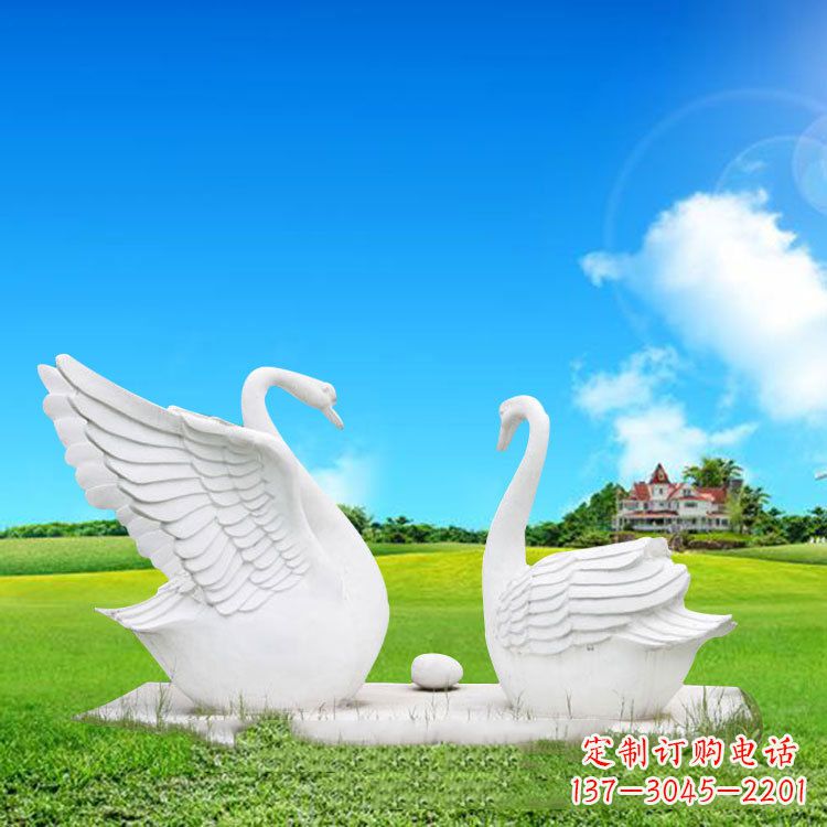 太原精美石雕天鹅情侣动物雕塑摆件