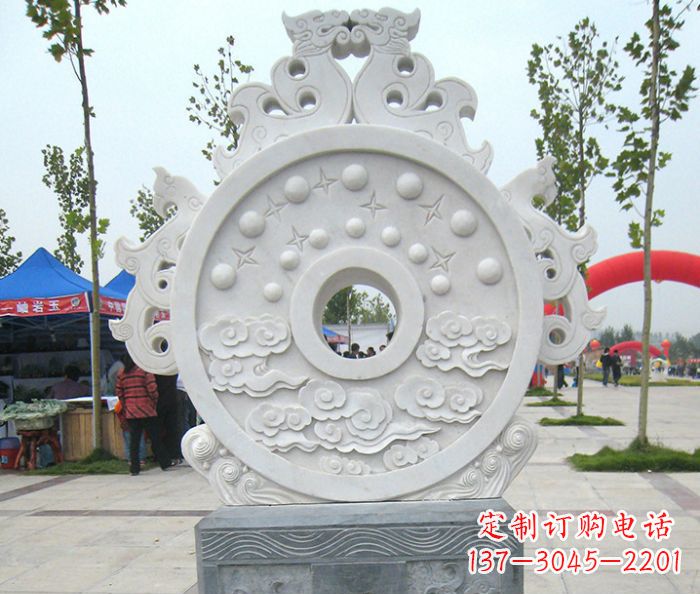 太原精雕细琢汉白玉双龙石门墩雕塑